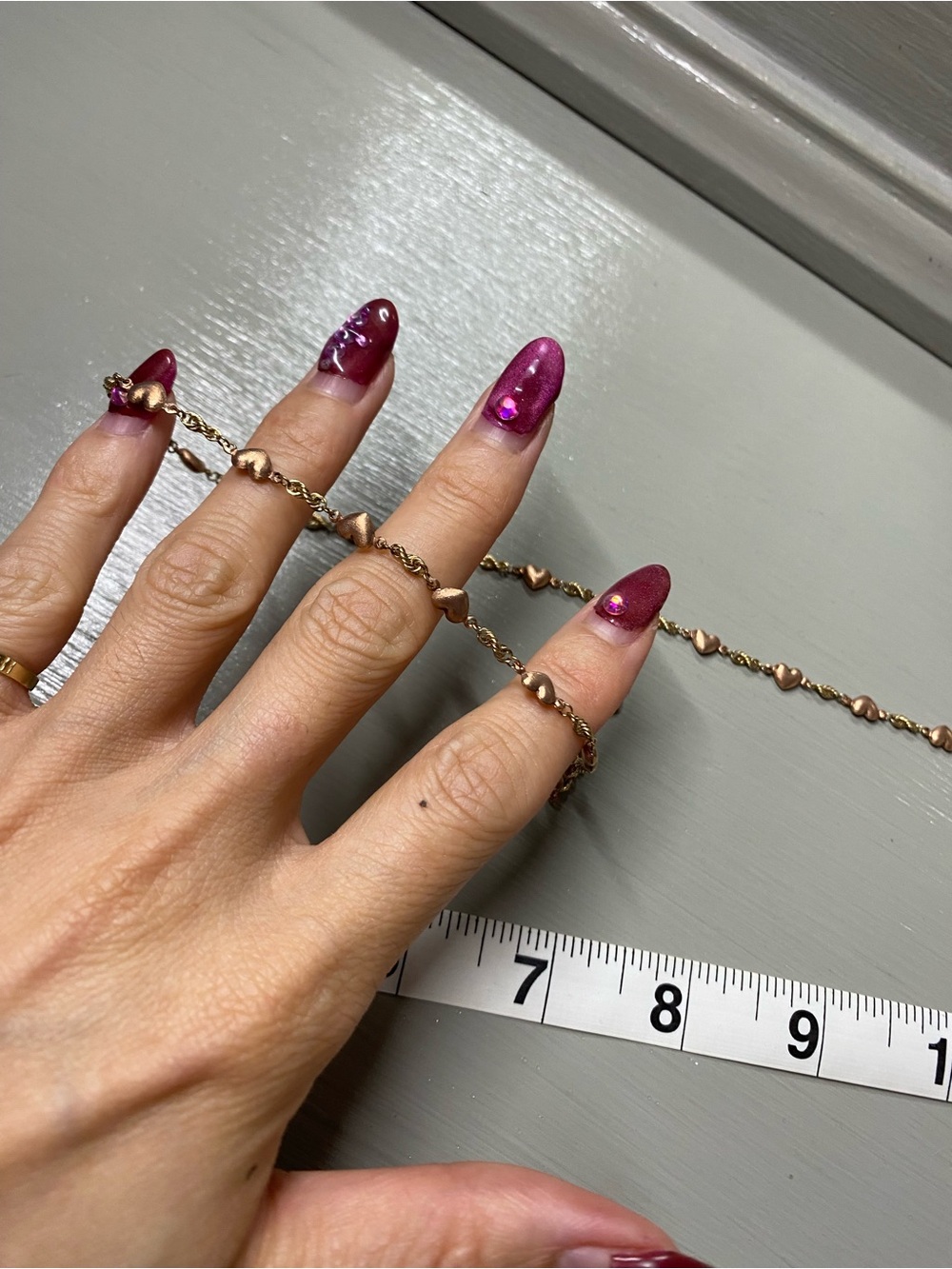 10k rose yellow gold necklace choker Heart tennis
